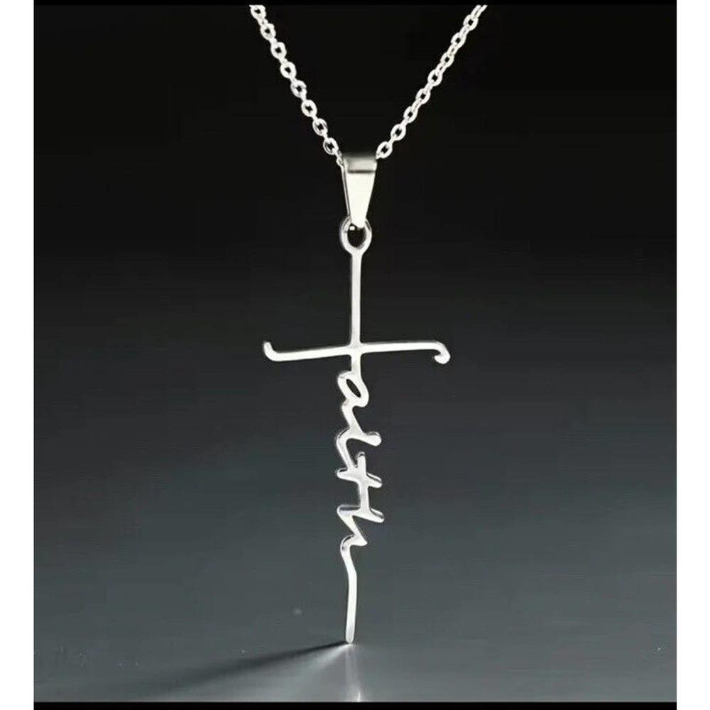 FAITH- Stainless Steel Christian Cross Pendant Necklace